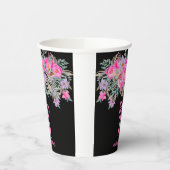 75th誕生日ブラックピンクフローラ紙カップ 紙コップ (左)