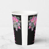 75th誕生日ブラックピンクフローラ紙カップ 紙コップ (右)