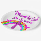 75TH誕生日祈りの言葉パーソナライズされたデザイン ペーパープレート (アングル)