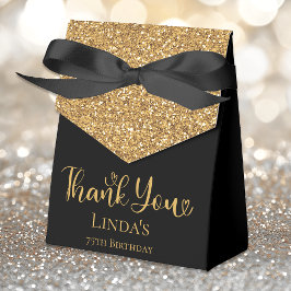 75th誕生日金ゴールドグリッターブラックサンキュー フェイバーボックス