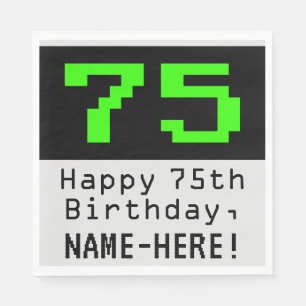 75th誕生日 – ネルディ/オタク系のスタイル「75」と名前 スタンダードランチョンナプキン