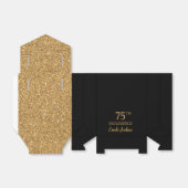 75th Birthday Black Gold Glitter Thank You フェイバーボックス (折り畳みなし)