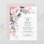 75th Birthday Botanical Floral Party Invitation (正面/裏面)