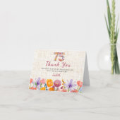 75th Birthday - Elegant Floral Number 75 Years  サンキューカード (正面)