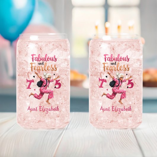 75th Birthday Fabulous Auntie ガラス缶 (インサイチュ (ベビーシャワー))