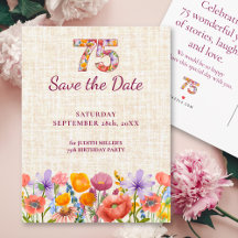 75th Birthday Flowers - 75 Elegant Save the Date