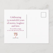 75th Birthday Flowers - 75 Elegant Save the Date 案内ポストカード (裏面)