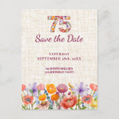 75th Birthday Flowers - 75 Elegant Save the Date 案内ポストカード (正面)