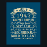 75th Birthday Gifts 75 Years Old Retro Vintage ポスター<br><div class="desc">75th Birthday Gifts 75 Years Old Retro Vintage July 1947 Gift. Perfect gift for your dad,  mom,  papa,  men,  women,  friend and family members on Thanksgiving Day,  Christmas Day,  Mothers Day,  Fathers Day,  4th of July,  1776 Independent day,  Veterans Day,  Halloween Day,  Patrick's Day</div>
