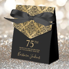 75th Birthday Gold Damask Thank You フェイバーボックス