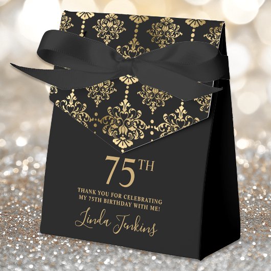 75th Birthday Gold Elegant Thank You  フェイバーボックス