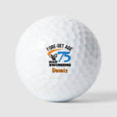 75th Birthday Golf Balls 75 Years Funny Gift Blue ゴルフボール (正面)