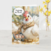 75th Birthday Hen With Eggs in Carton カード (黄色い花)