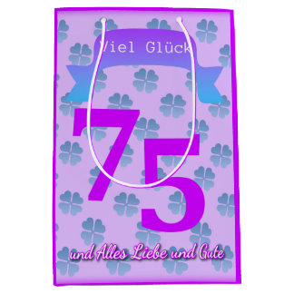 75th Birthday In German Gift Bag ミディアムペーパーバッグ