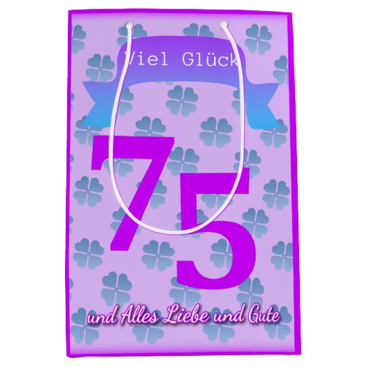 75th Birthday In German Gift Bag ミディアムペーパーバッグ (正面)