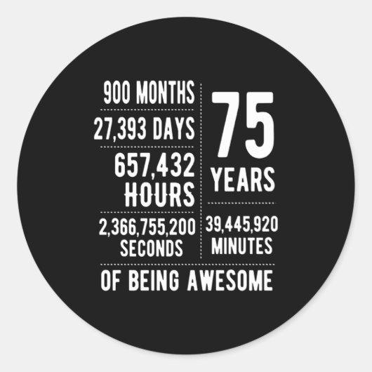 75th Birthday Men Women Funny 75 Years Old  ラウンドシール (正面)