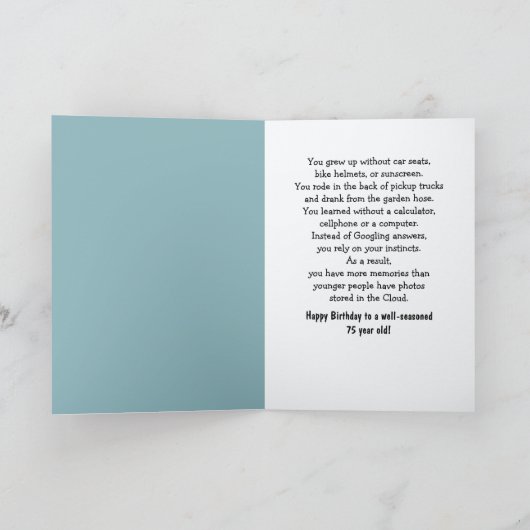 75th Birthday Old Lady Fun カード (内部)