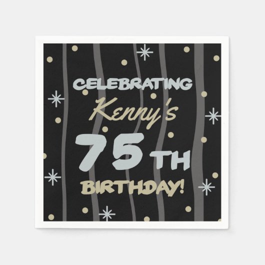 75th Birthday Partyお名前の追加 スタンダードカクテルナプキン (正面)