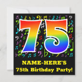 75th Birthday Party:おもしろい音楽記号， Rainbow 75 招待状 (正面)