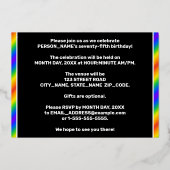 75th Birthday Party —おもしろい、レインボースペクトル「75」 箔招待状 (裏面)