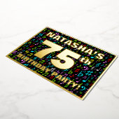 75th Birthday Party —おもしろい、音楽カラフル記号 箔招待状 (回転した状態)