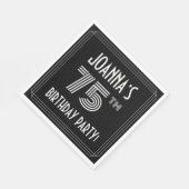 75th Birthday Party:アールデコスタイル+名前をカスタムする スタンダードランチョンナプキン (角)