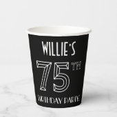 75th Birthday Party:アールデコスタイル+名前をカスタムする 紙コップ (裏面)