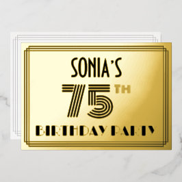 75th Birthday Party —アールデコスタイル「75」 & Name 箔招待状