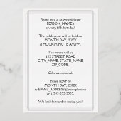 75th Birthday Party – スクリプエレガントト+名前をカスタムする 箔招待状 (裏面)