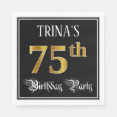 75th Birthday Party – スクリプファンシート、フェイク金ゴールド・ルック スタンダードランチョンナプキン (正面)