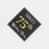 75th Birthday Party – スクリプファンシート、フェイク金ゴールド・ルック スタンダードランチョンナプキン (角)