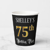 75th Birthday Party – スクリプファンシート、フェイク金ゴールド・ルック 紙コップ (裏面)