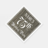 75th Birthday Party — ファンシー Script, フェイク Wood Look スタンダードランチョンナプキン (角)