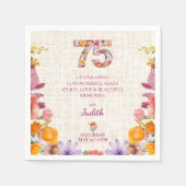 75th Birthday Party - Elegant Floral Number 75 スタンダードカクテルナプキン (正面)