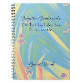 75th Birthday Party Guest Book, Blue withハート ノートブック (正面)