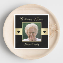 75th Birthday Party Photo on Black紙 スタンダードカクテルナプキン