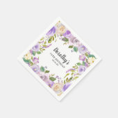 75th Birthday Party Purple Floral Monogram  スタンダードカクテルナプキン (角)