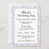 75th Birthday Party Purple/White Number Pattern 招待状 (正面)