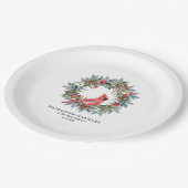 75th Birthday Party Red Cardinal Wreath Custom ペーパープレート (アングル)
