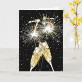 75th Birthday Sparklers and Champagne Toast カード (黄色い花)