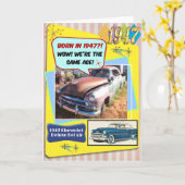 75th Birthday! Wow, same age as this 1947 Chevy! カード (黄色い花)