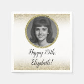 75th Custom Photo White and Gold  スタンダードカクテルナプキン (正面)