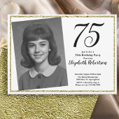 75th Custom Photo White and Gold 招待状