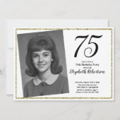 75th Custom Photo White and Gold 招待状 (正面)