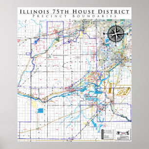 75th Illinois House District – 詳細ラインマップ ポスター