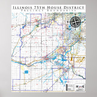75th Illinois House District – 詳細ラインマップ ポスター
