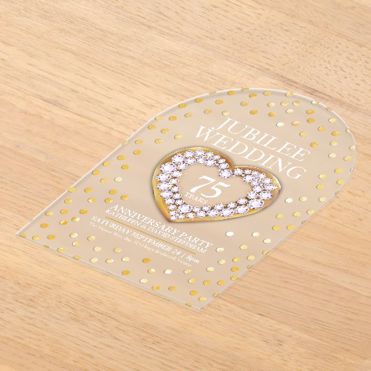 75th jubilee wedding anniversary heart アクリル招待状 (レイダウン)