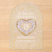 75th jubilee wedding anniversary heart  アクリル招待状 (正面)