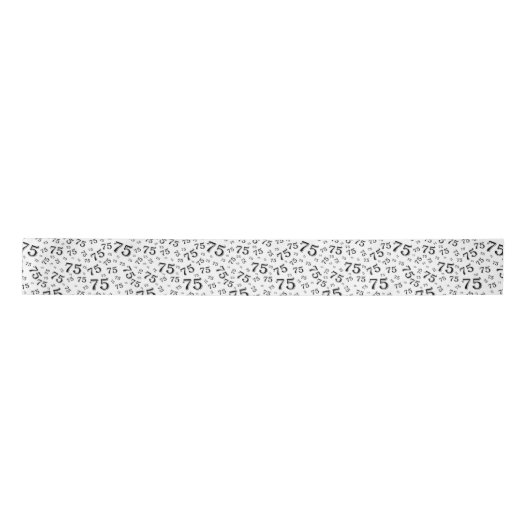 75th Modern Random Number Pattern Black/White サテンリボン (正面)