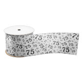 75th Modern Random Number Pattern Black/White サテンリボン (リール)